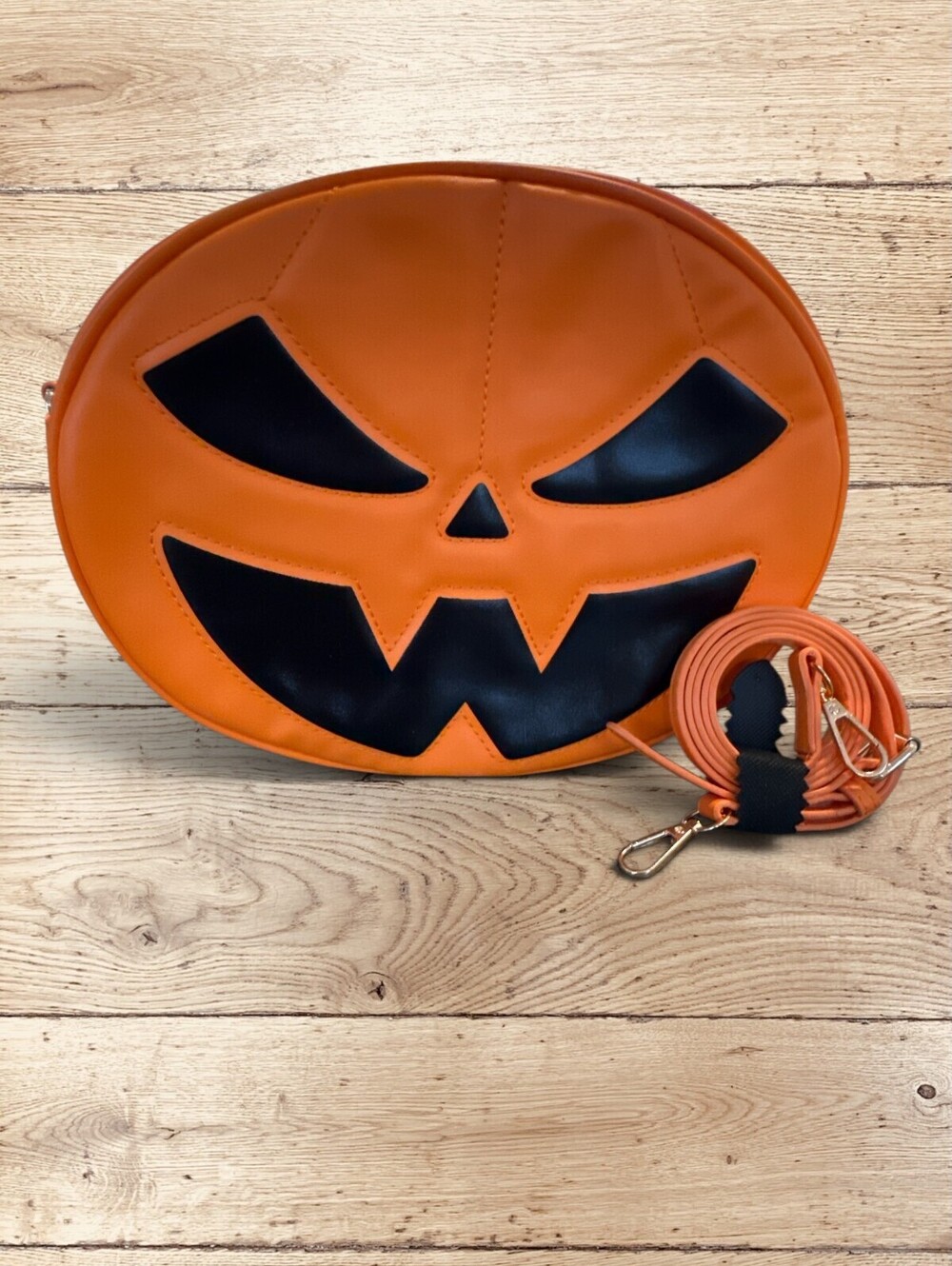 Halloween Pumpkin Crossbody Purse Jack O Lantern Spooky Goth Kawaii NWOT Orange